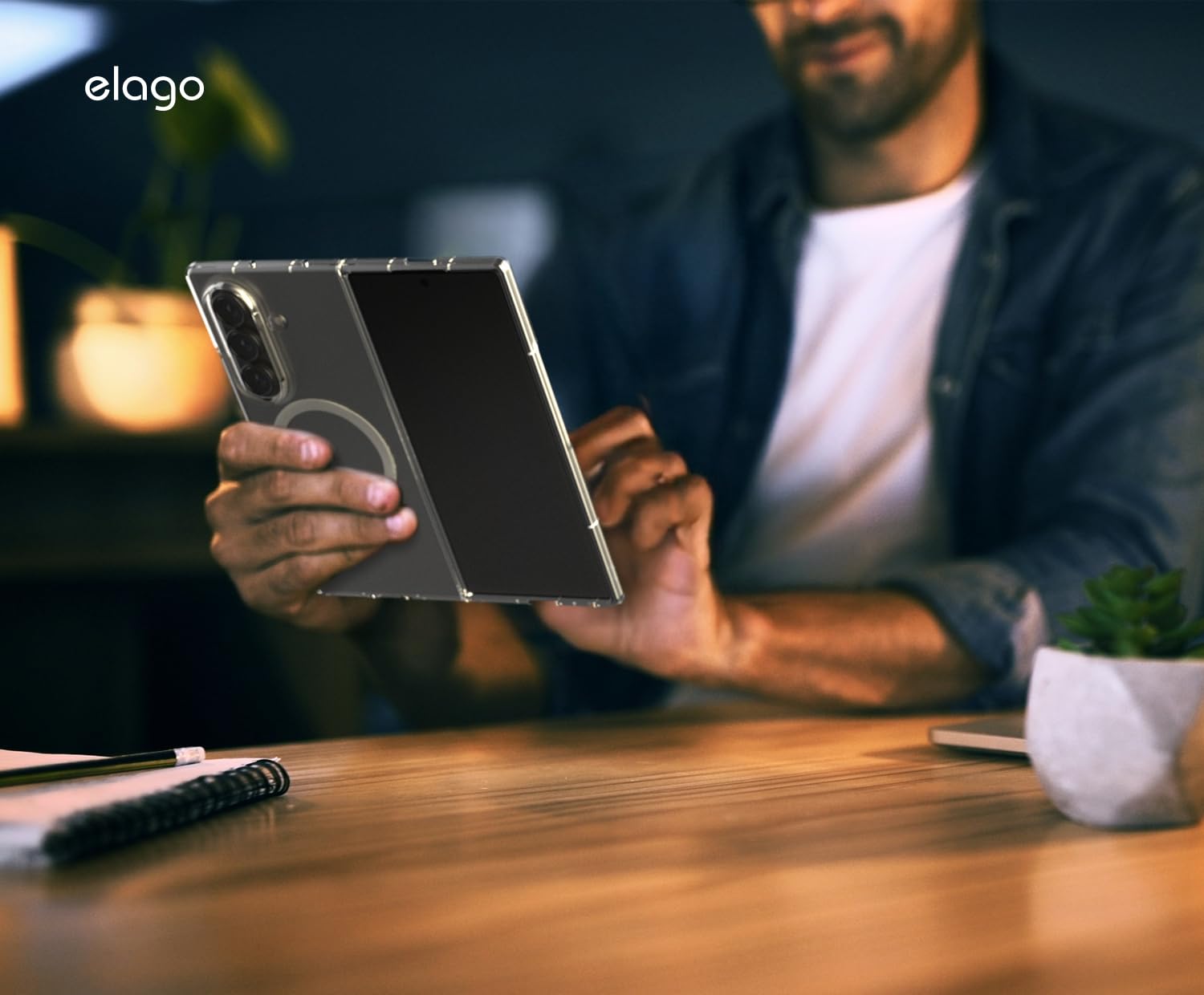 Elago Samsung Galaxy Z Fold 7 Magnetic Clear Case