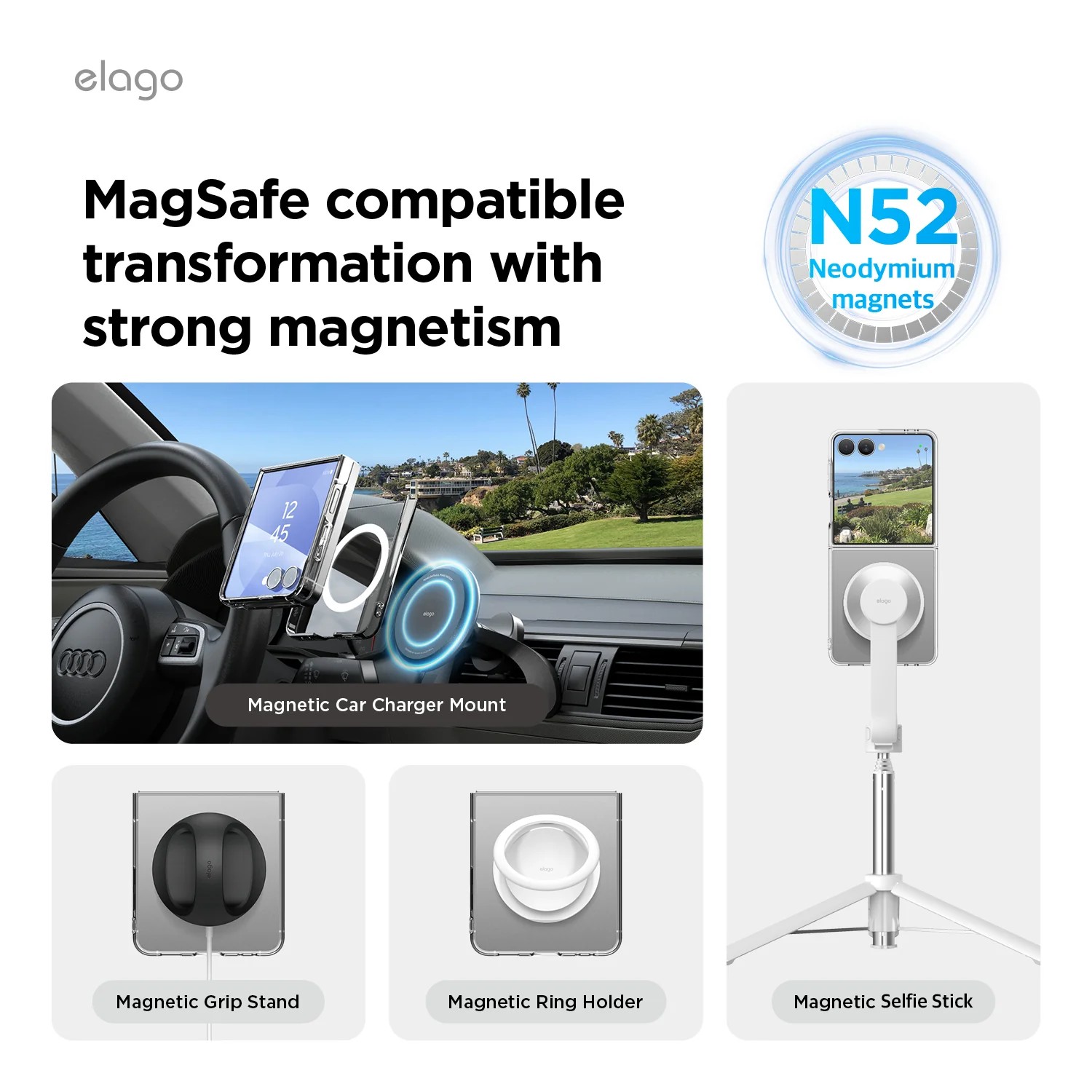 Elago Samsung Galaxy Z Flip 7 Magnetic PC Clear Case