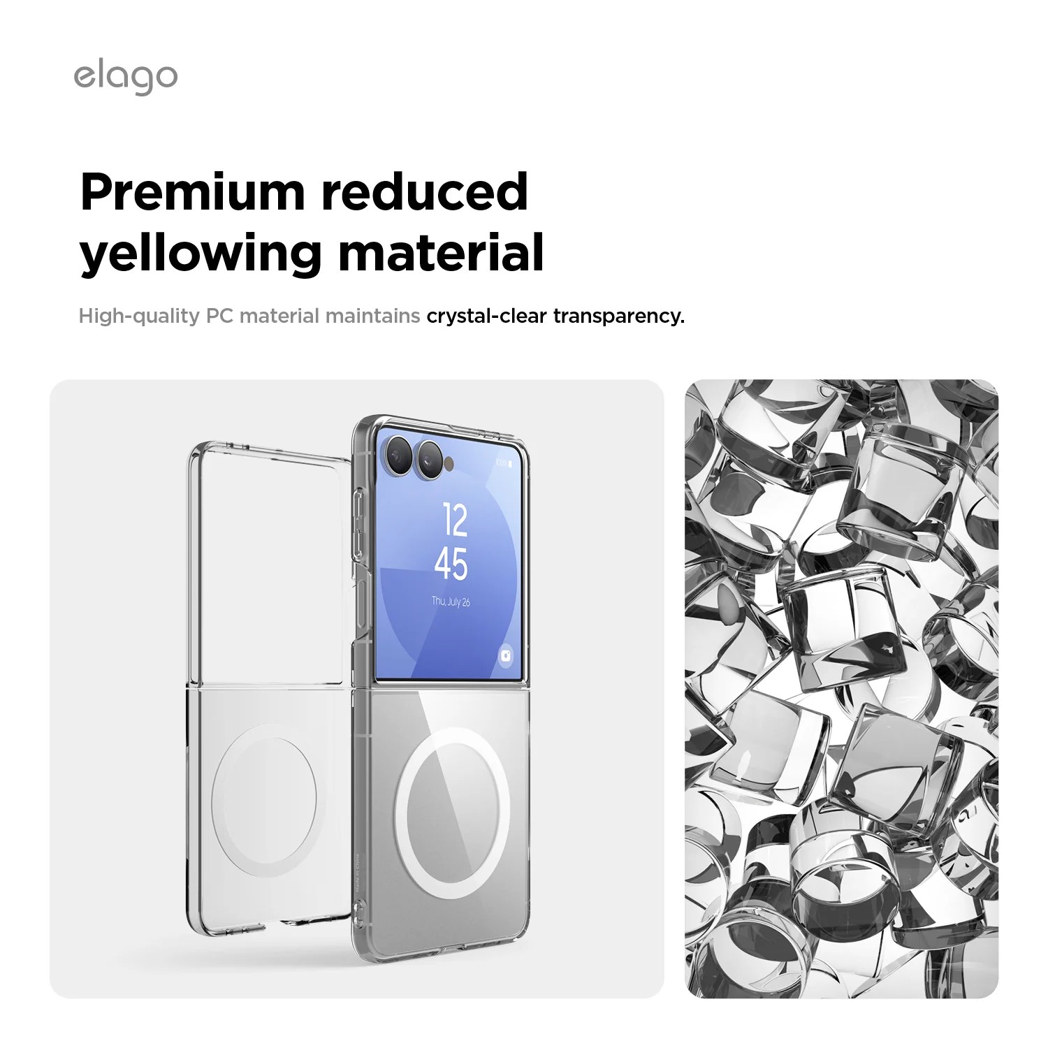 Elago Samsung Galaxy Z Flip 7 Magnetic PC Clear Case