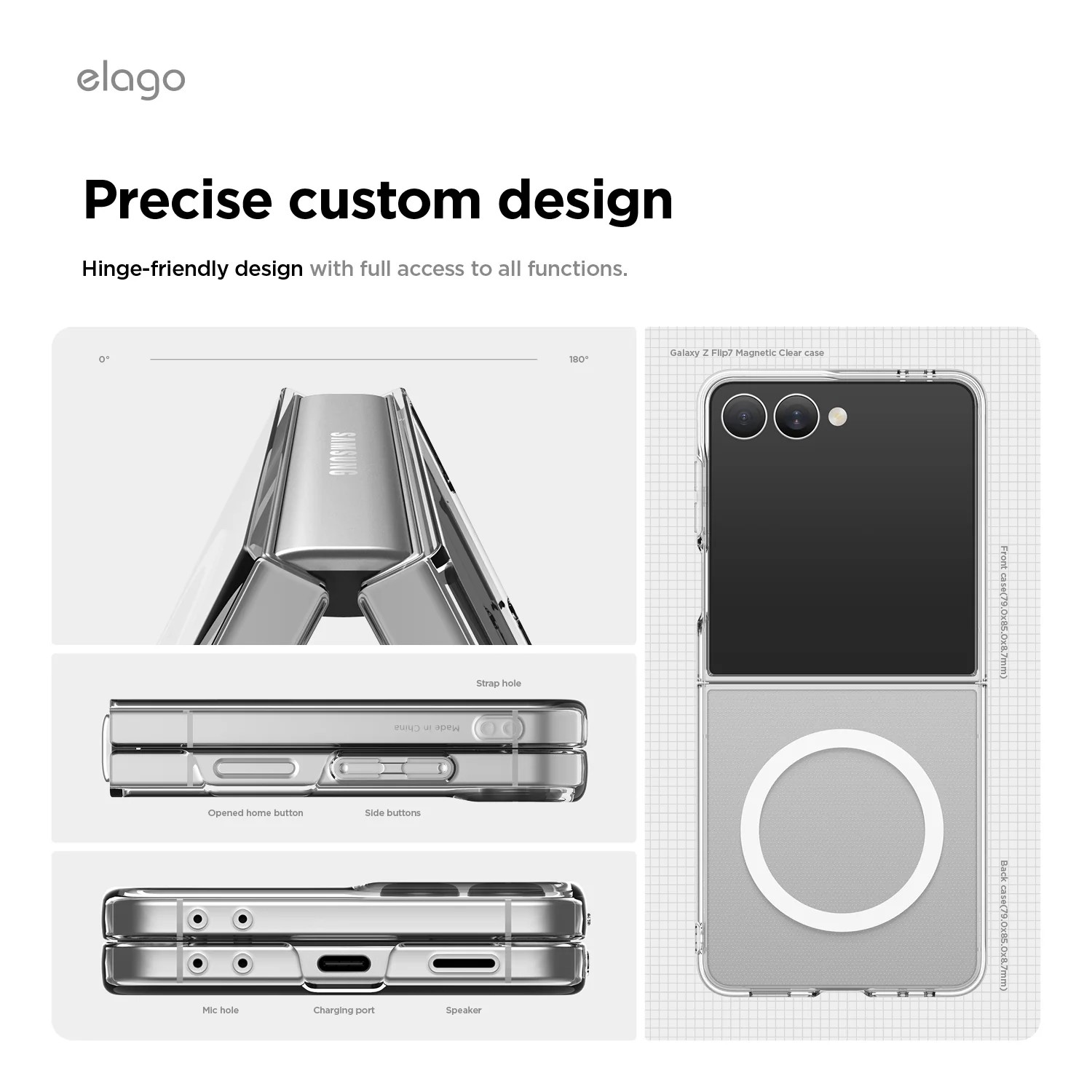 Elago Samsung Galaxy Z Flip 7 Magnetic PC Clear Case