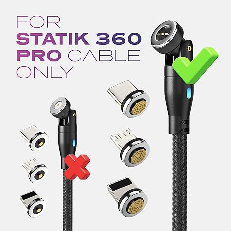Statik Magnetic Tips for Magnetic Charge Cables, 3-Pack (1x Lightning, 1x USB-C, 1x Micro-USB)