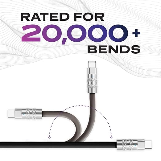 Statik TsumoCharge USB-C to USB-C Cable 100W Fast Charging - Heavy-Duty 6FT/2M Black