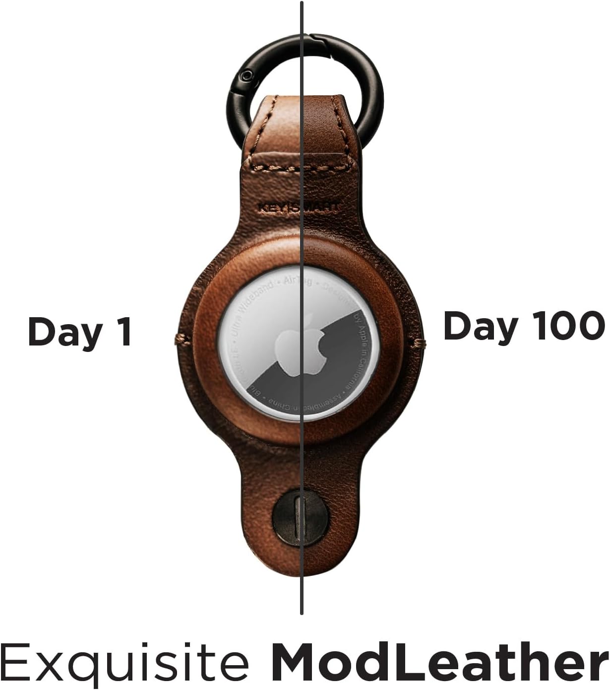 KeySmart AirTag Keychain Key Holder - Brown Leather