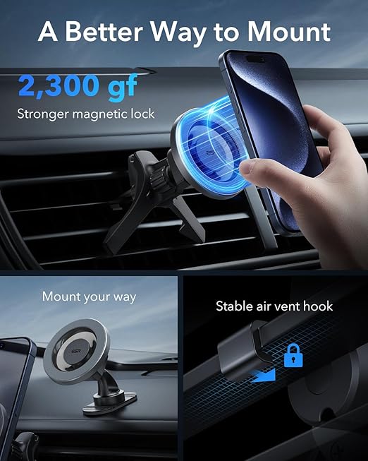 ESR HaloLock Magnetic Car Vent/Dashboard Phone Mount