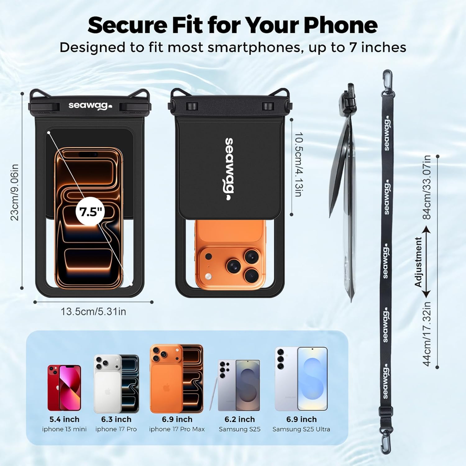 SEAWAG SMARTPHONE WATERPROOF CASE  6.9" WITH ADDITIONAL POCKET