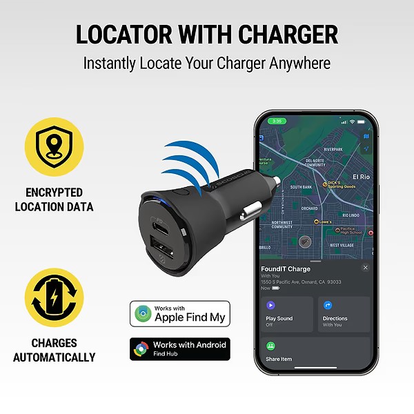 Scosche FoundIT™ Pro Finder - 32W USB-C®/ USB-A® Charger & Locator for Android & iOS