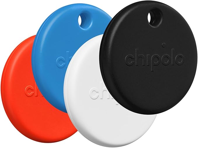 Chipolo POP 4 Pack - Tracker for Apple/Android Find My (Black, Red, White, Blue)
